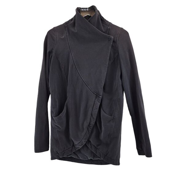 Lululemon "That's A Wrap" French Terry Tunic Jacket Size 4 Black Asymmetrical - Picture 1 of 11